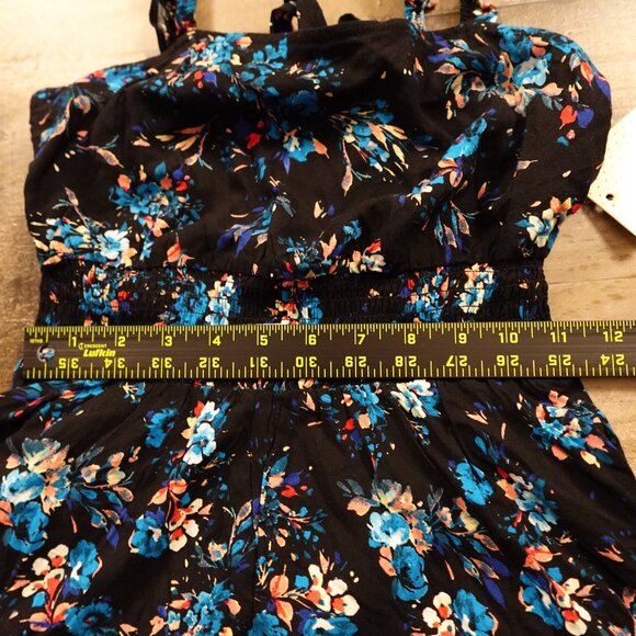 Bebop Women’s Floral Print Romper XS Black Blue Pink Rayon - Picture 5 of 12